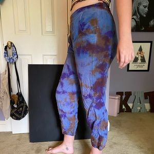 Purple tie-dye corduroy pants